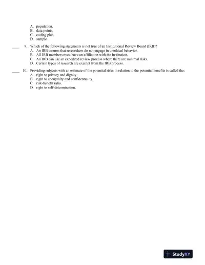 Reading, Understanding, and Applying Nursing Research, Revised Reprint 4th Edition Test Bank - Page 6 preview image