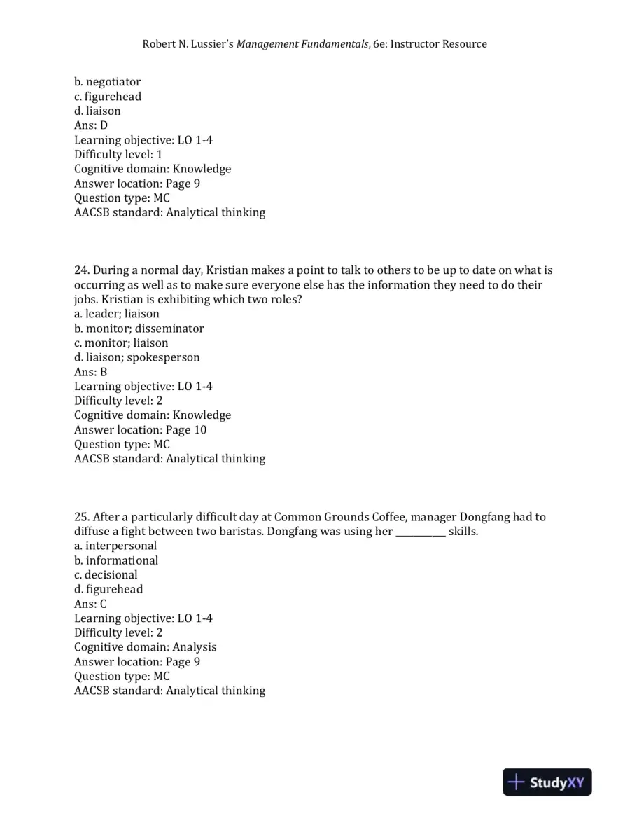 Management Fundamentals: Concepts, Applications, and Skill Development Sixth Edition Test Bank, page 10