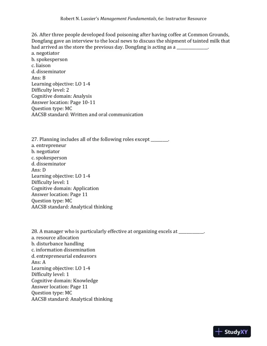 Management Fundamentals: Concepts, Applications, and Skill Development Sixth Edition Test Bank, page 11