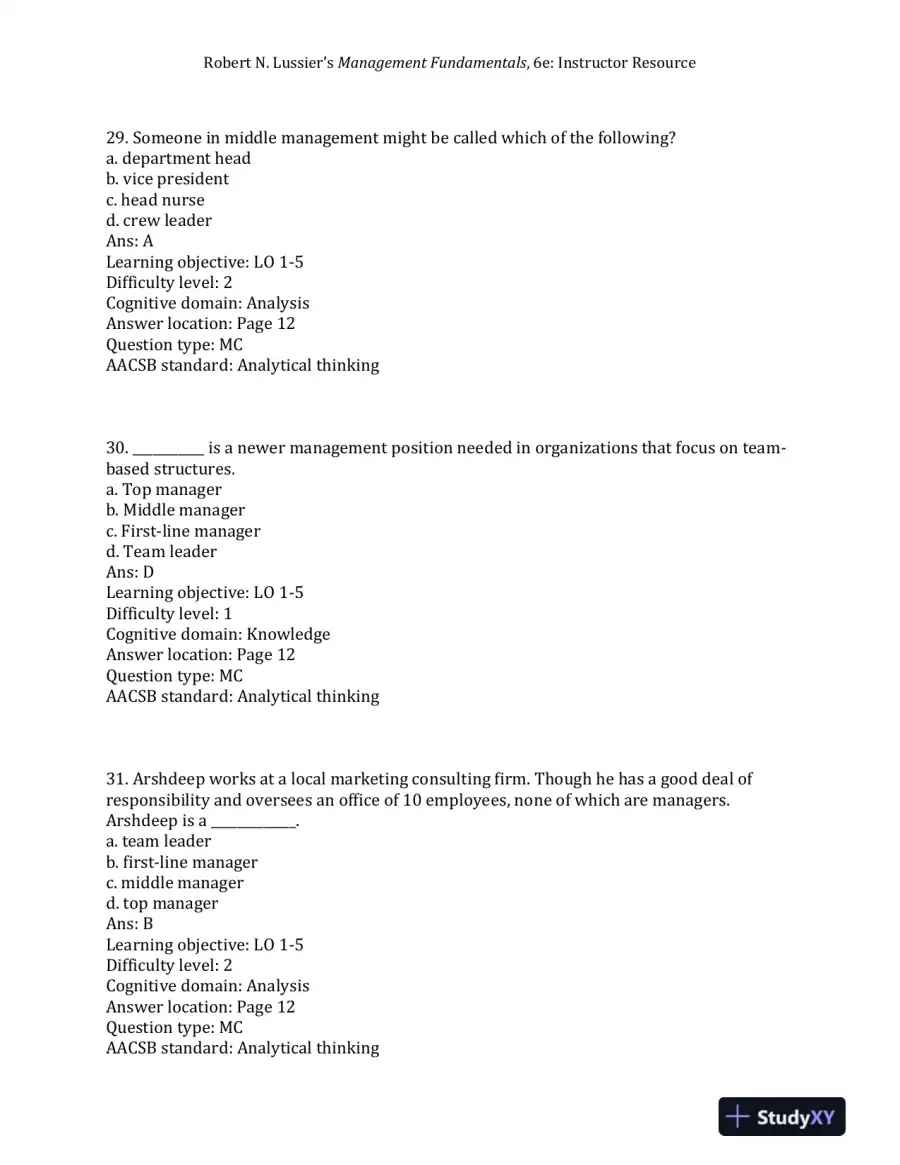 Management Fundamentals: Concepts, Applications, and Skill Development Sixth Edition Test Bank, page 12