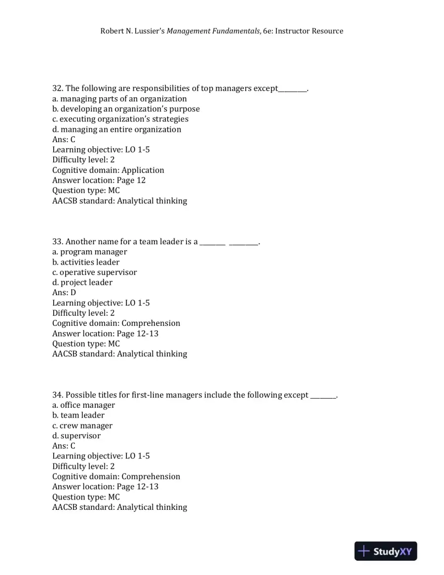 Management Fundamentals: Concepts, Applications, and Skill Development Sixth Edition Test Bank, page 13