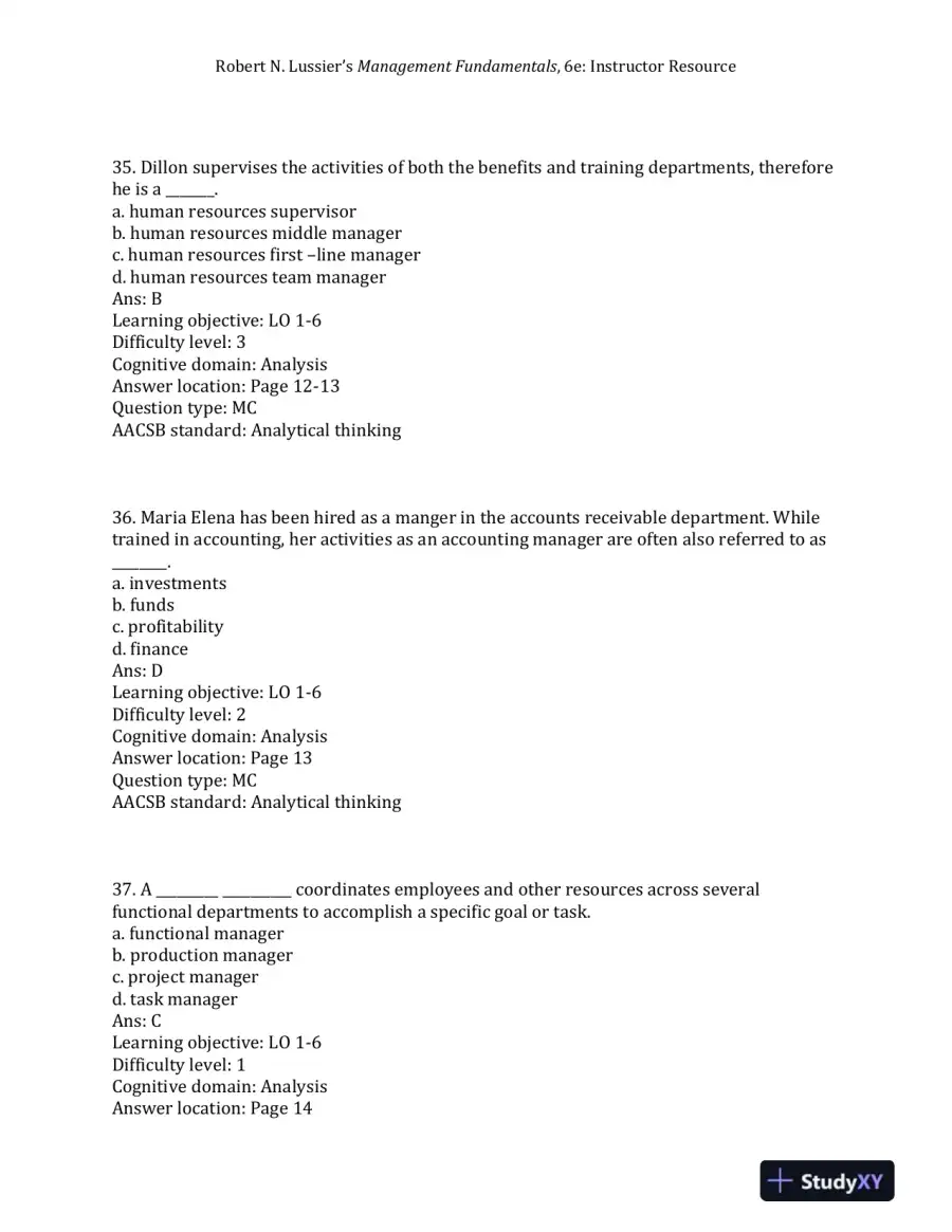 Management Fundamentals: Concepts, Applications, and Skill Development Sixth Edition Test Bank, page 14