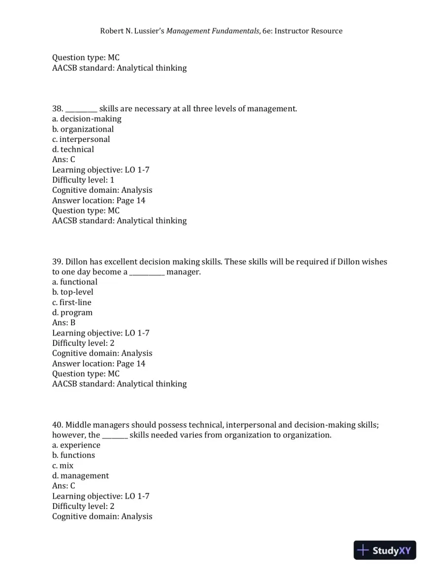 Management Fundamentals: Concepts, Applications, and Skill Development Sixth Edition Test Bank, page 15