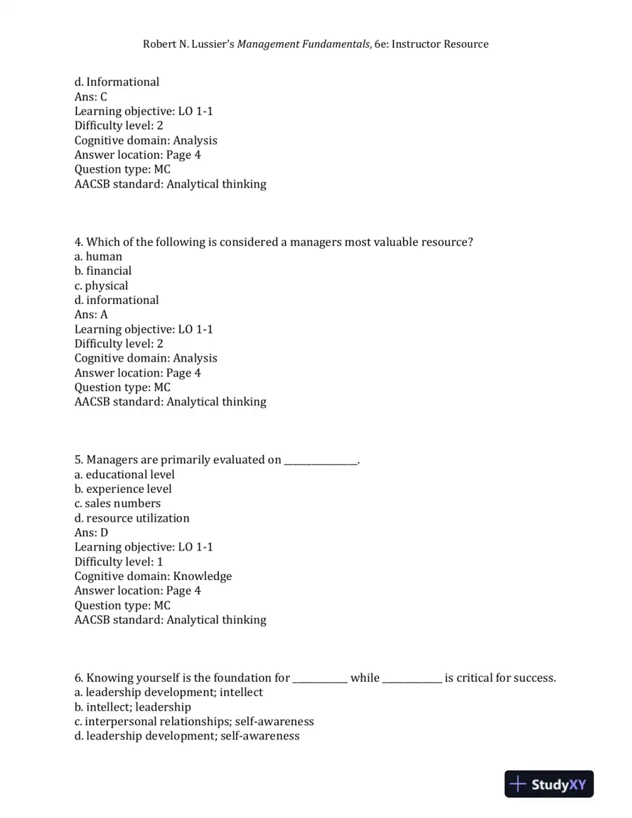 Management Fundamentals: Concepts, Applications, and Skill Development Sixth Edition Test Bank, page 3