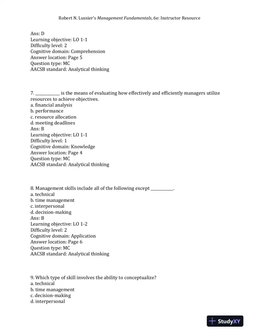 Management Fundamentals: Concepts, Applications, and Skill Development Sixth Edition Test Bank, page 4