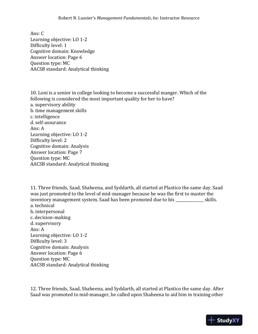 Management Fundamentals: Concepts, Applications, and Skill Development Sixth Edition Test Bank, page 5
