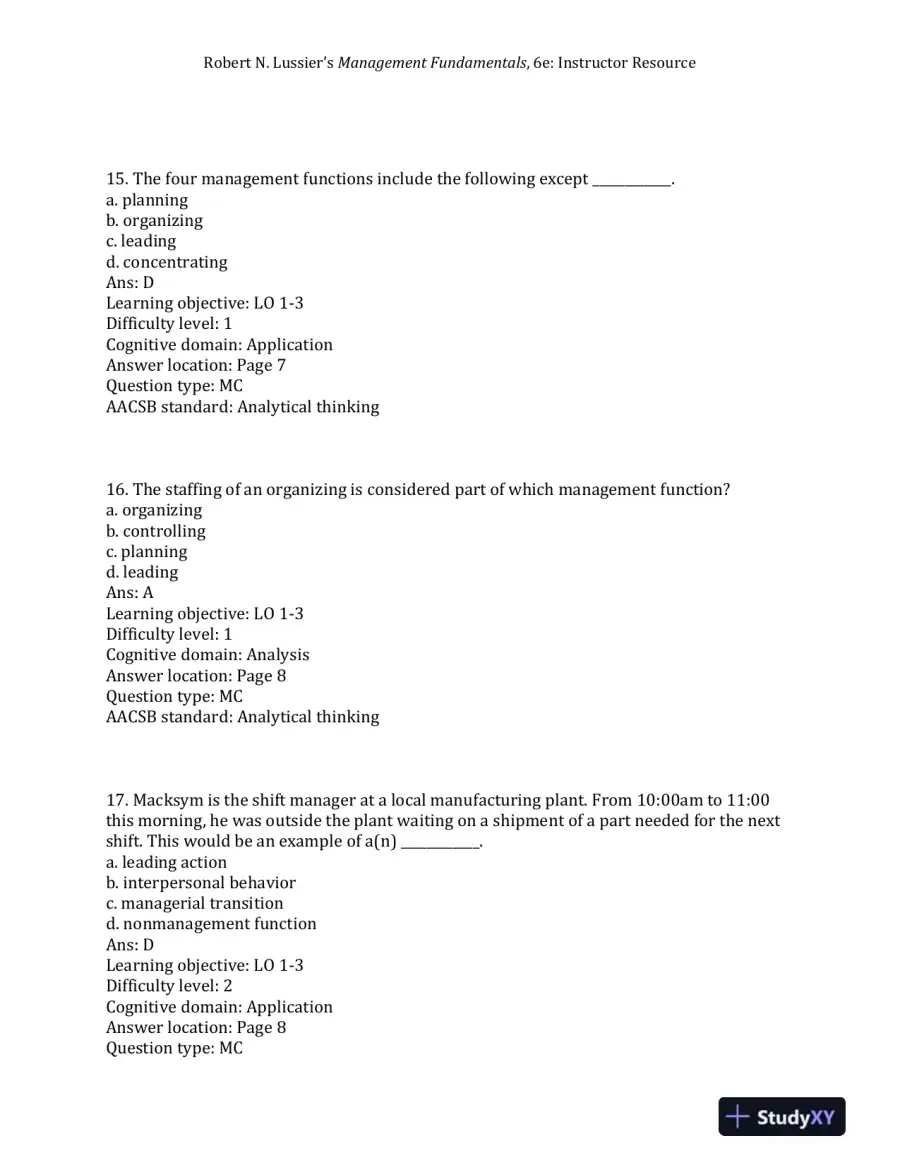 Management Fundamentals: Concepts, Applications, and Skill Development Sixth Edition Test Bank, page 7