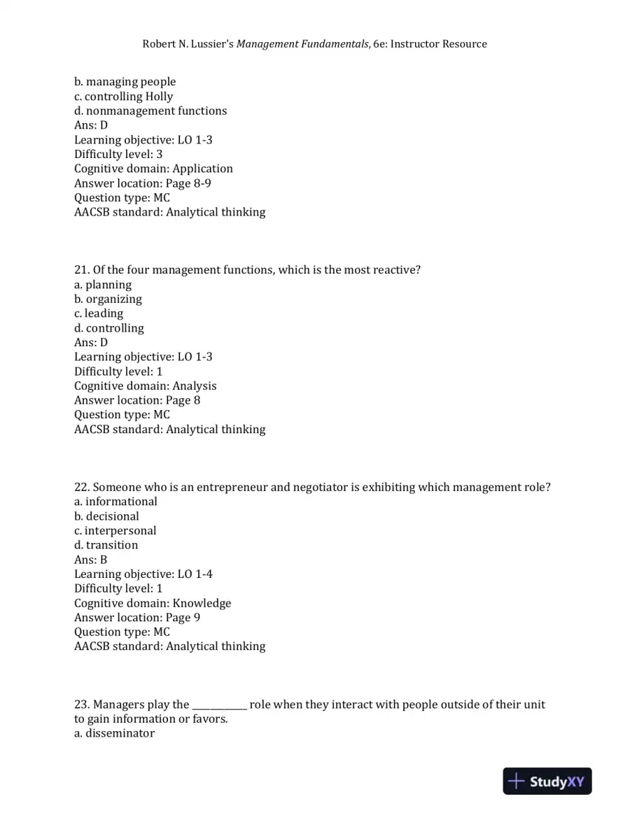 Management Fundamentals: Concepts, Applications, and Skill Development Sixth Edition Test Bank, page 9