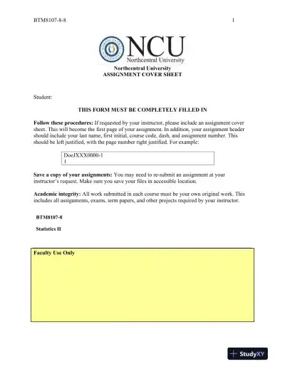 BTM8107-8: MANOVA and Course Reflection - Northcentral University - Page 1 preview image