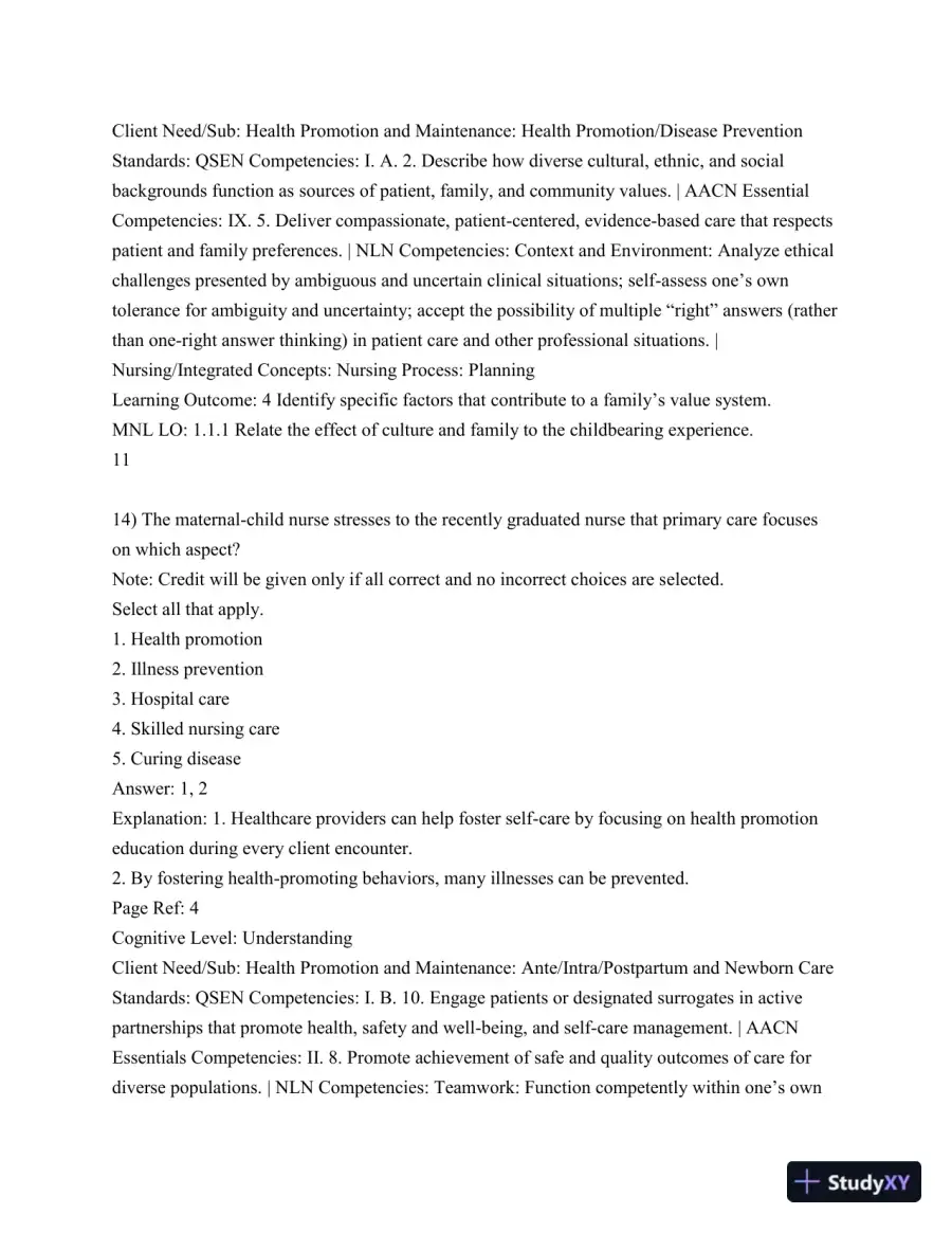 Test Bank For Olds' Maternal-Newborn Nursing and Women's Health Across The Lifespan, 10th Edition, page 12