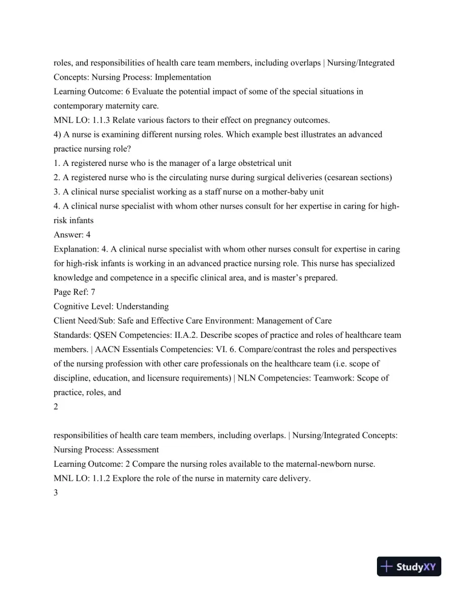 Test Bank For Olds' Maternal-Newborn Nursing and Women's Health Across The Lifespan, 10th Edition, page 4