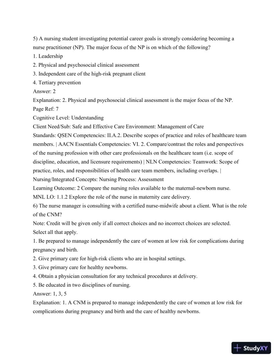 Test Bank For Olds' Maternal-Newborn Nursing and Women's Health Across The Lifespan, 10th Edition, page 5