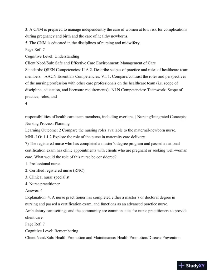 Test Bank For Olds' Maternal-Newborn Nursing and Women's Health Across The Lifespan, 10th Edition, page 6