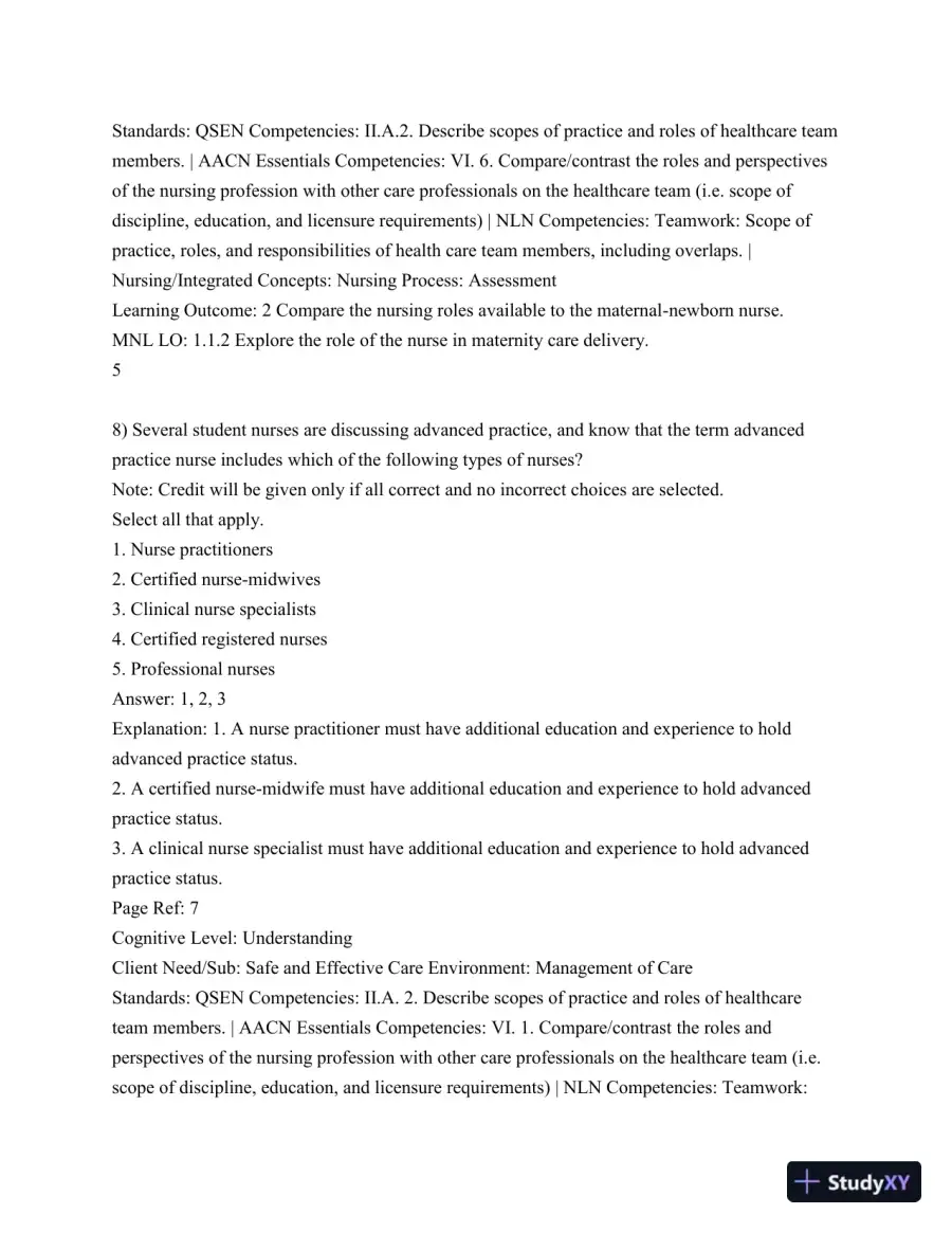 Test Bank For Olds' Maternal-Newborn Nursing and Women's Health Across The Lifespan, 10th Edition, page 7