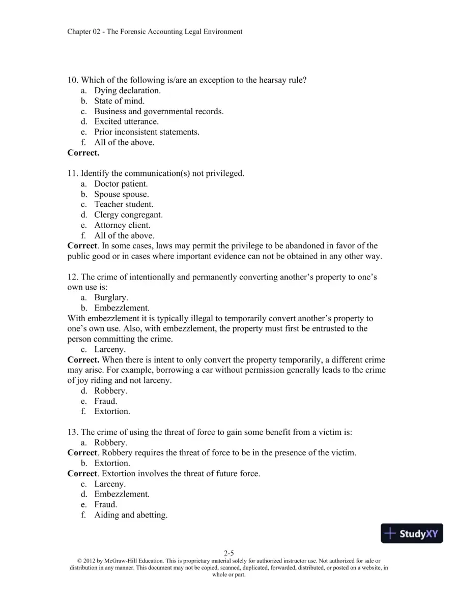 Solution Manual For Forensic Accounting and Fraud Examination, 2nd Edition, page 13