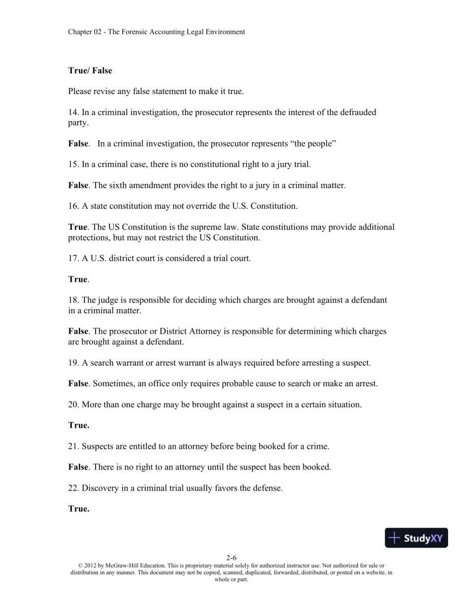 Solution Manual For Forensic Accounting and Fraud Examination, 2nd Edition, page 14
