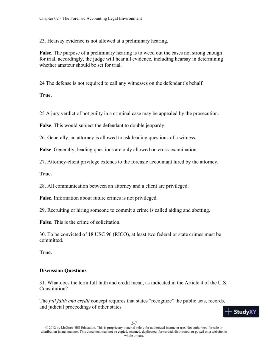 Solution Manual For Forensic Accounting and Fraud Examination, 2nd Edition, page 15