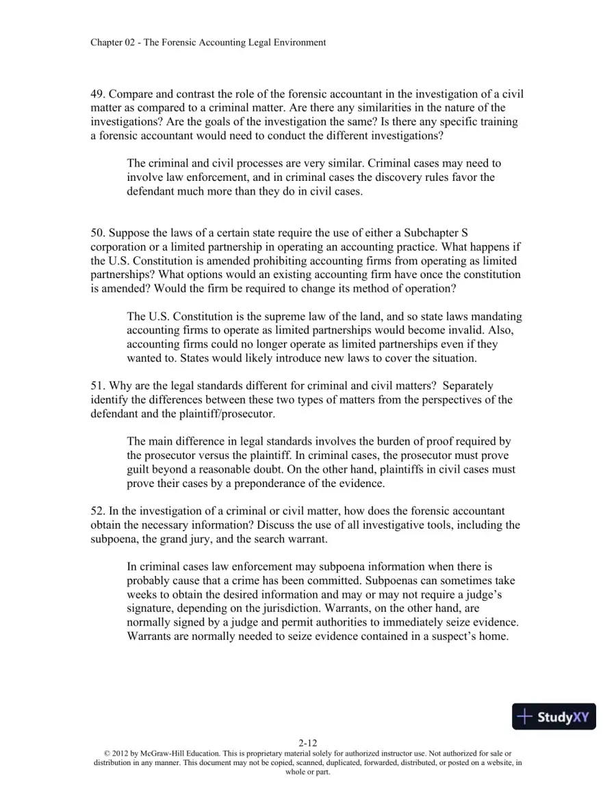 Solution Manual For Forensic Accounting and Fraud Examination, 2nd Edition, page 20