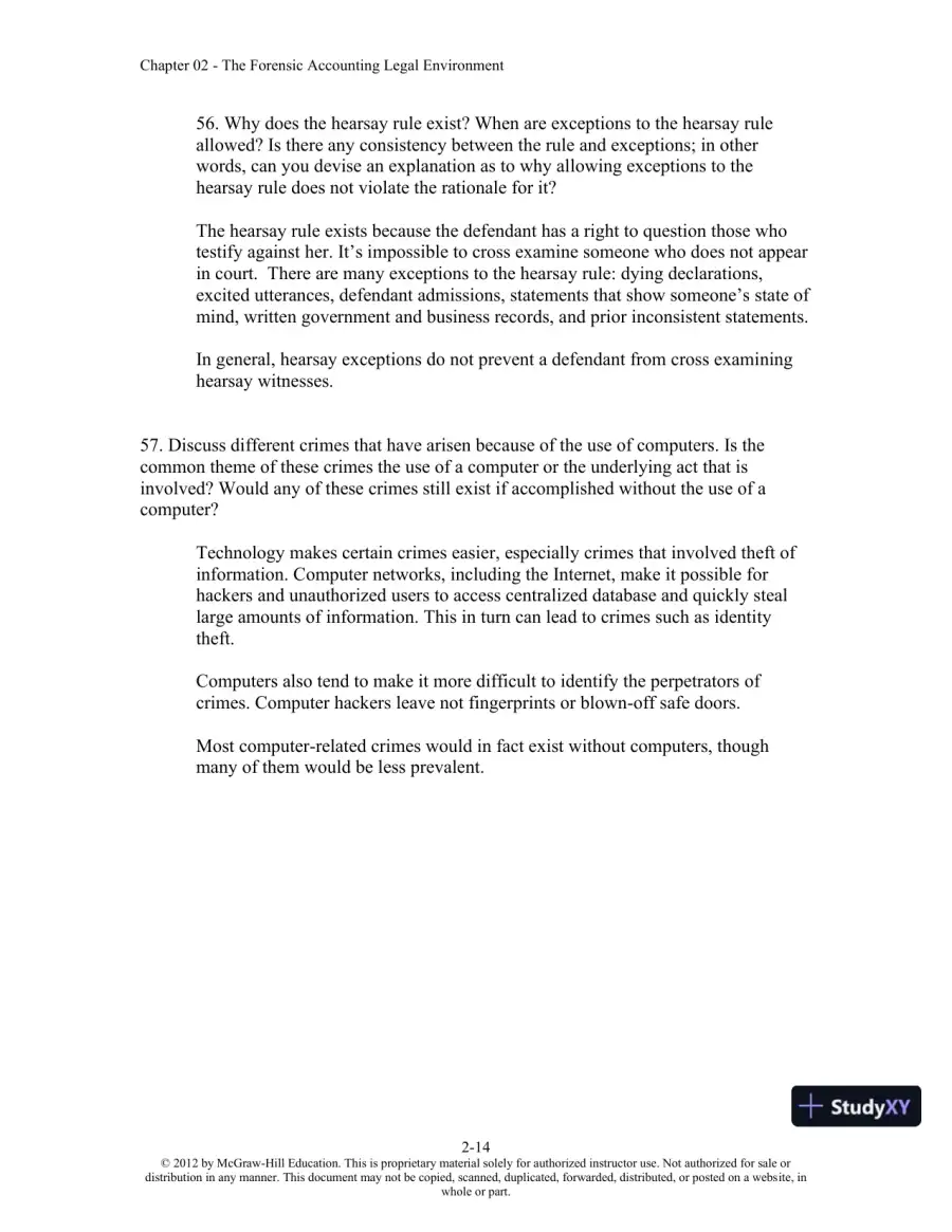 Solution Manual For Forensic Accounting and Fraud Examination, 2nd Edition, page 22