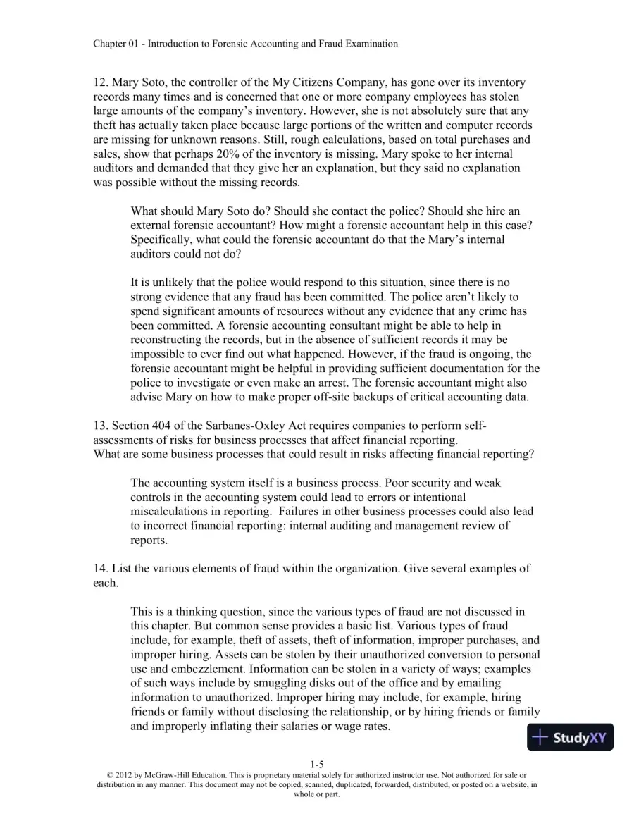 Solution Manual For Forensic Accounting and Fraud Examination, 2nd Edition, page 6