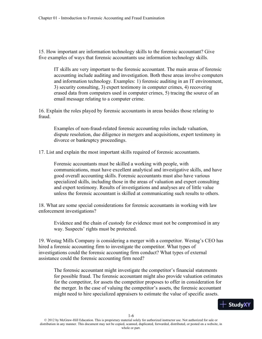 Solution Manual For Forensic Accounting and Fraud Examination, 2nd Edition, page 7