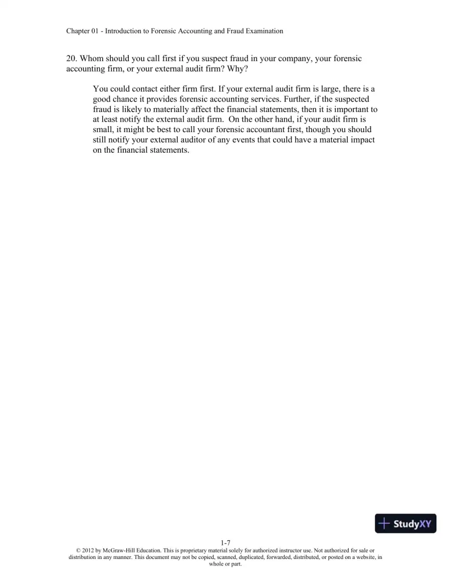 Solution Manual For Forensic Accounting and Fraud Examination, 2nd Edition, page 8
