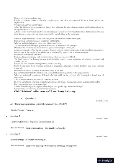 Liberty University BUSI 310 Test Exam 4 Complete Solutions Correct Answers Key - Page 3 preview image