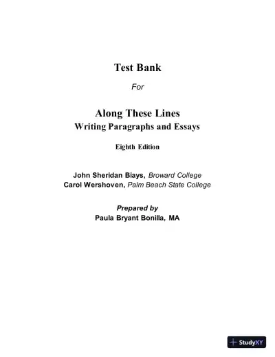 Test Bank for Along These Lines: Writing Paragraphs and Essays, 8th Edition - Page 1 preview image