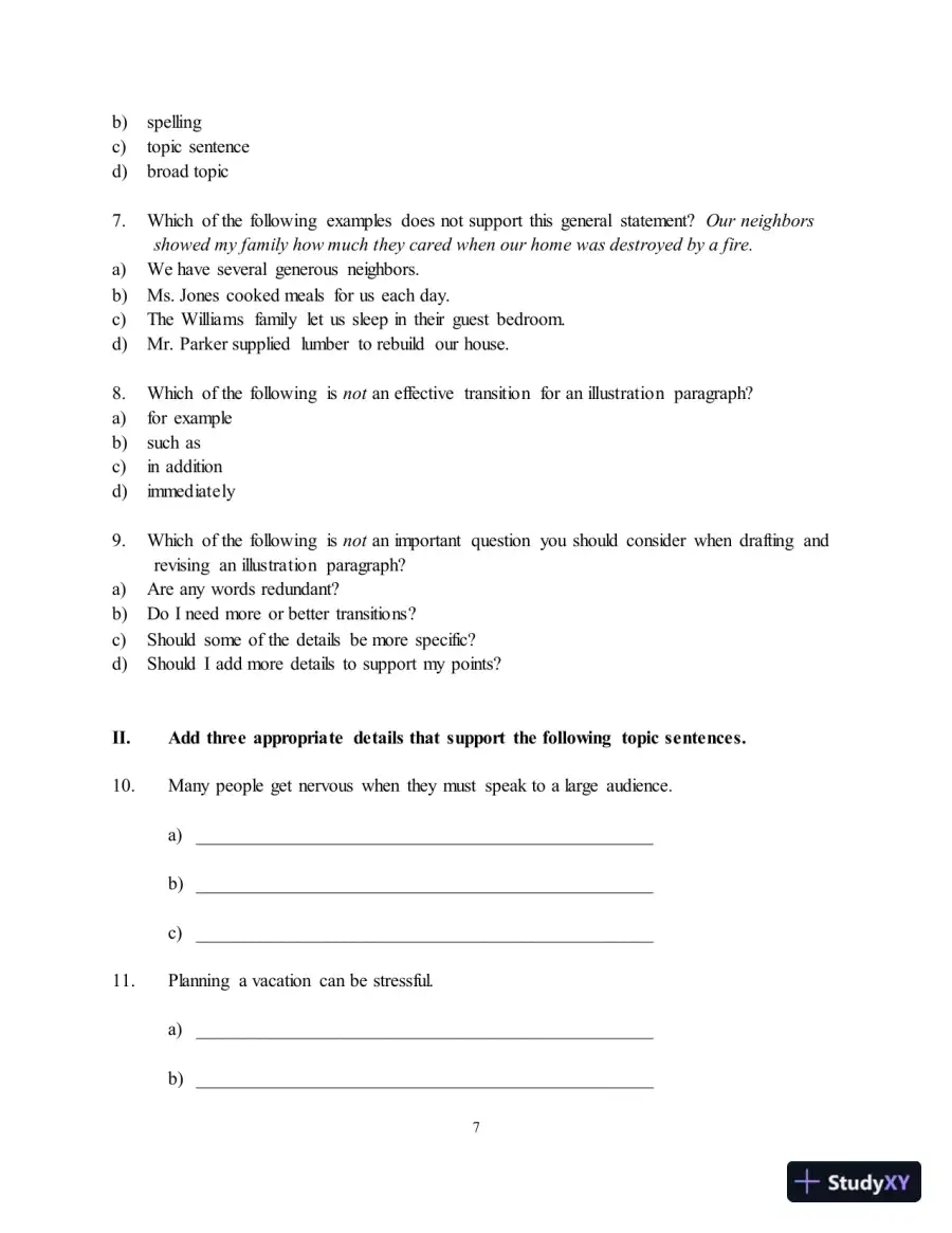 Test Bank for Along These Lines: Writing Paragraphs and Essays, 8th Edition, page 11