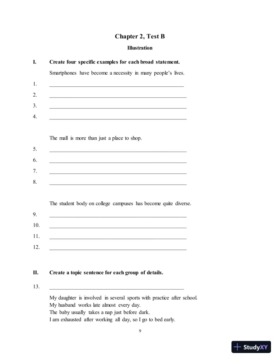 Test Bank for Along These Lines: Writing Paragraphs and Essays, 8th Edition, page 13