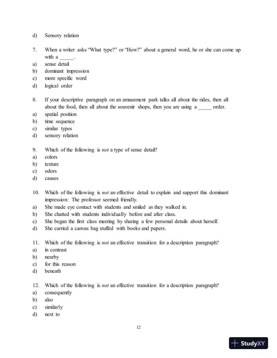 Test Bank for Along These Lines: Writing Paragraphs and Essays, 8th Edition, page 16