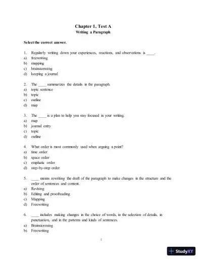 Test Bank for Along These Lines: Writing Paragraphs and Essays, 8th Edition - Page 5 preview image