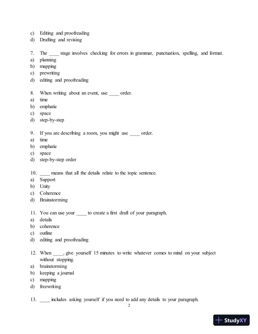 Test Bank for Along These Lines: Writing Paragraphs and Essays, 8th Edition, page 6