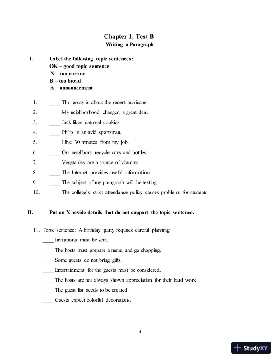 Test Bank for Along These Lines: Writing Paragraphs and Essays, 8th Edition, page 8