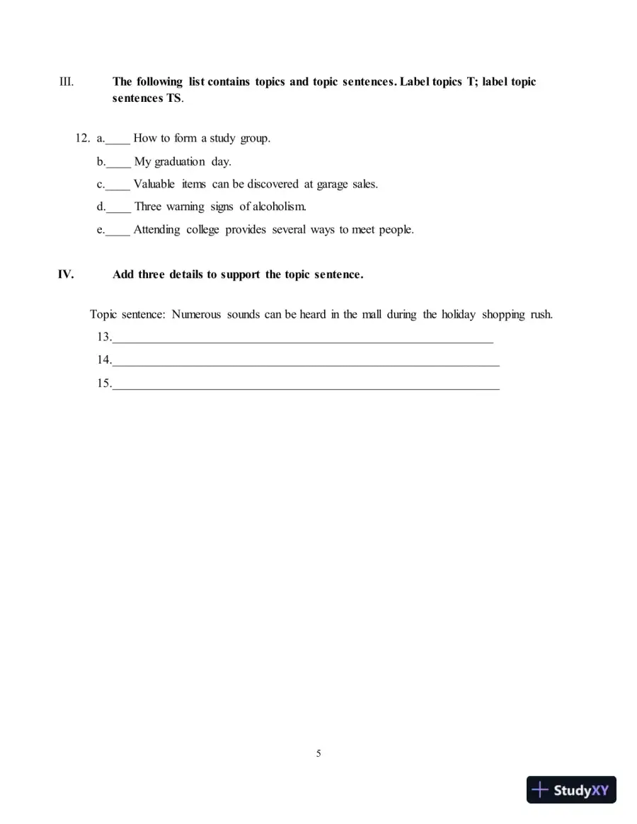 Test Bank for Along These Lines: Writing Paragraphs and Essays, 8th Edition, page 9