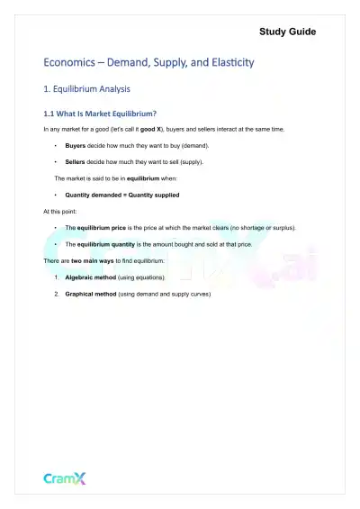 Economics - Demand, Supply, and Elasticity - Page 1 preview image
