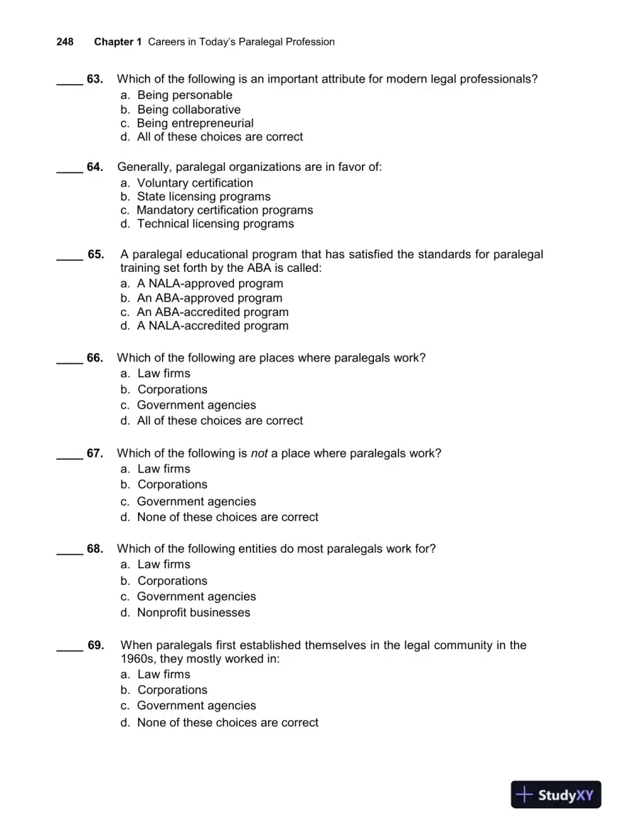 Paralegal Today: The Essentials, 6th Edition Test Bank, page 11