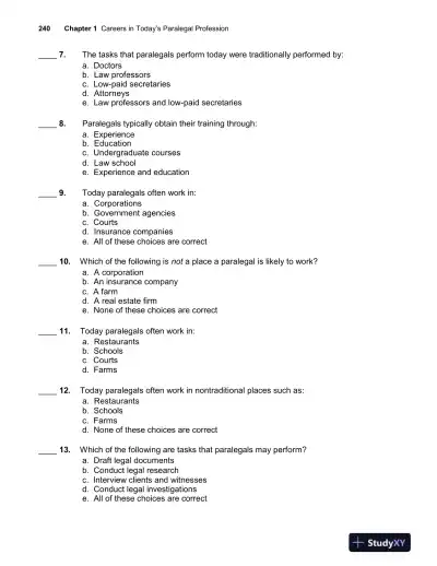 Paralegal Today: The Essentials, 6th Edition Test Bank - Page 3 preview image