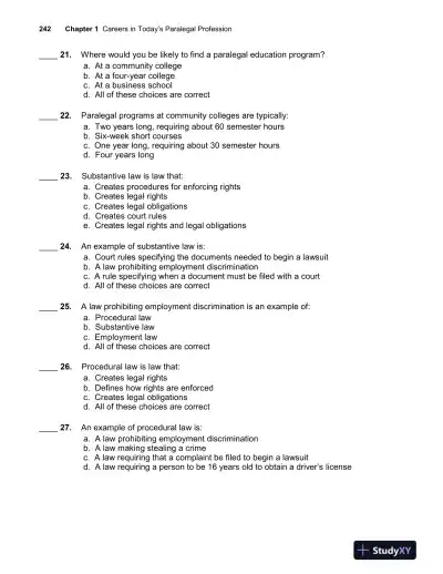 Paralegal Today: The Essentials, 6th Edition Test Bank - Page 5 preview image
