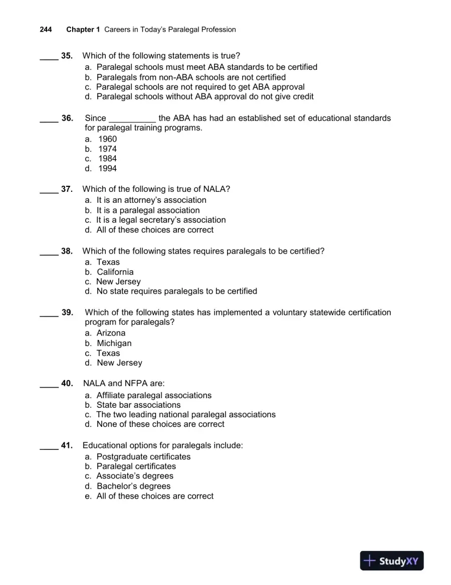 Paralegal Today: The Essentials, 6th Edition Test Bank, page 7