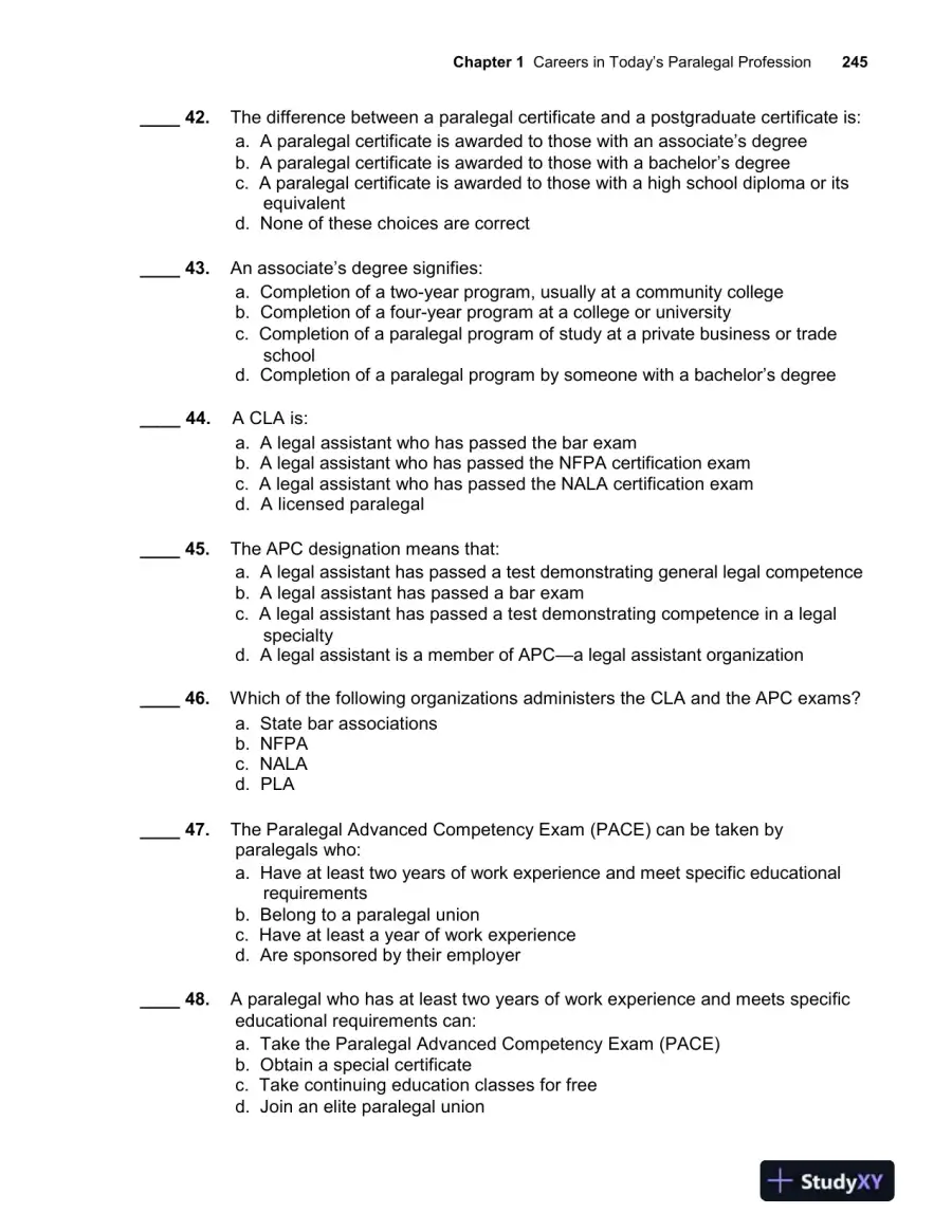 Paralegal Today: The Essentials, 6th Edition Test Bank, page 8