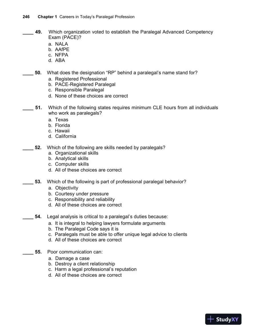 Paralegal Today: The Essentials, 6th Edition Test Bank, page 9