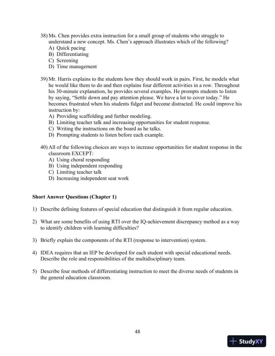 Test Bank for Strategies for Teaching Students with Learning and Behavior Problems, 10th Edition, page 11