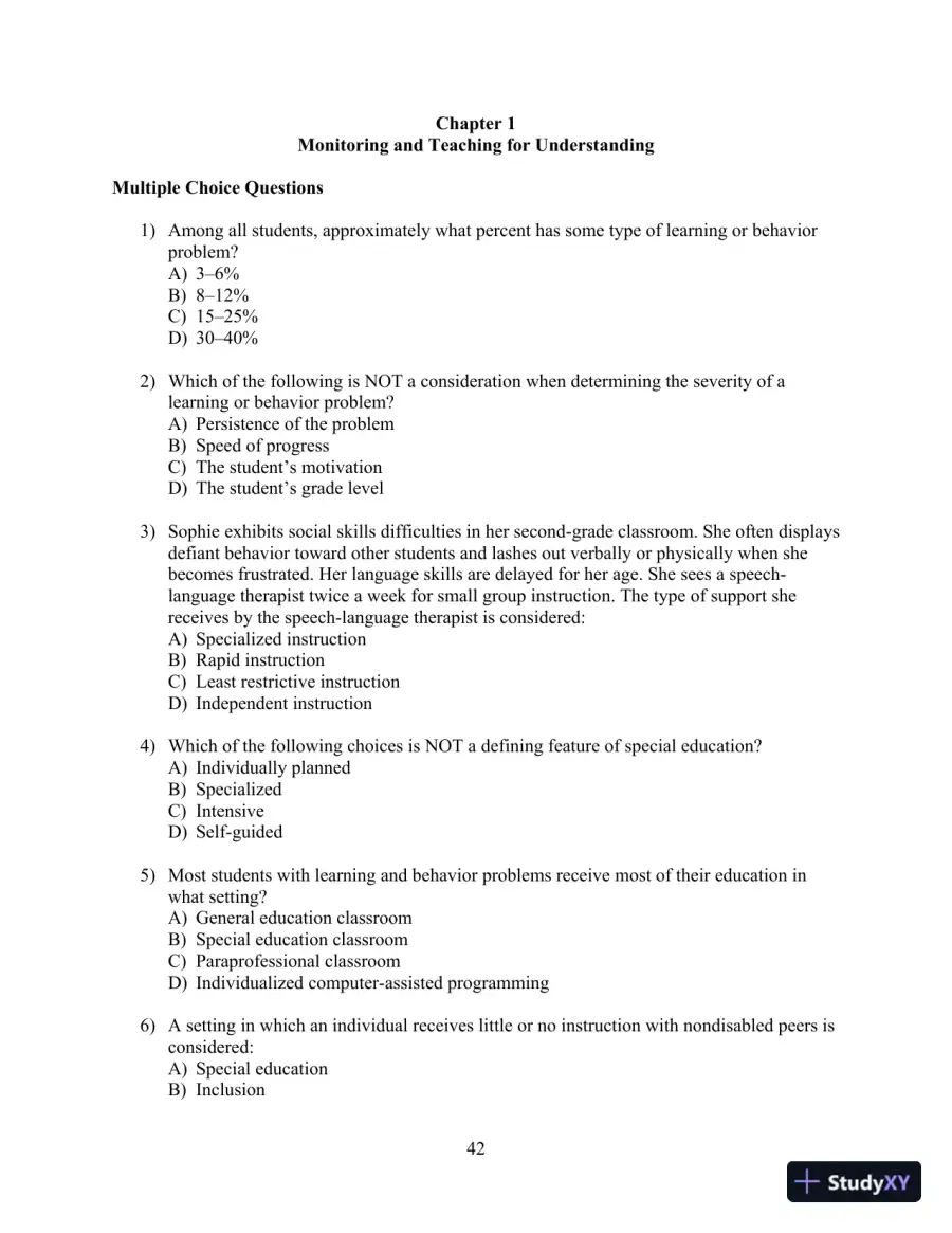 Test Bank for Strategies for Teaching Students with Learning and Behavior Problems, 10th Edition, page 5