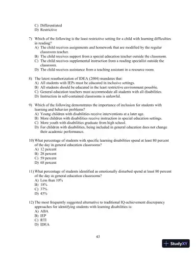 Test Bank for Strategies for Teaching Students with Learning and Behavior Problems, 10th Edition - Page 6 preview image
