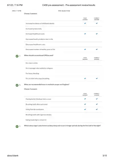 WGU Knowledge Centre Health Care Assessment Practice Exam With Answers (42 Solved Questions) - Page 4 preview image