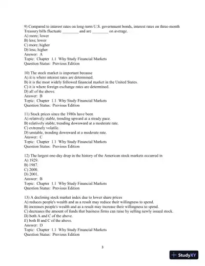 Test Bank for Financial Markets and Institutions, 9th Edition - Page 4 preview image