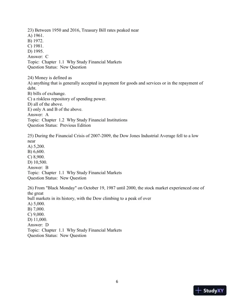 Test Bank for Financial Markets and Institutions, 9th Edition, page 7