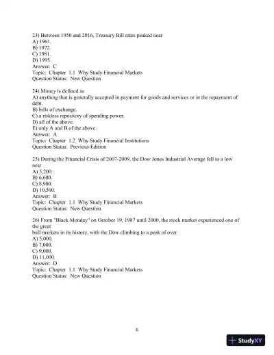 Test Bank for Financial Markets and Institutions, 9th Edition - Page 7 preview image