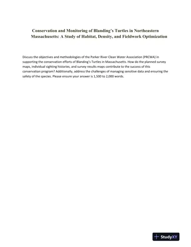Conservation and Monitoring of Blanding�s Turtles in Northeastern Massachusetts - Page 1 preview image